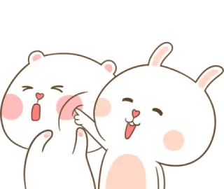 😌 thỏ, con thỏ, động vật, dễ thương, hoạt hình, tình bạn, vui vẻ telegram sticker