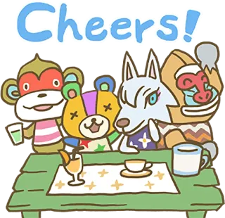 🍻 Animal Crossing Cheers! animal crossing, salud, fiesta, amigos, dibujos animados, pegatina, juego whatsapp sticker