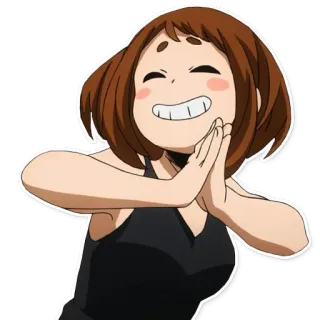 😄 Ochaco Uraraka My Hero Academia anime, ochaco uraraka, my hero academia, smiling, character, fanart telegram sticker