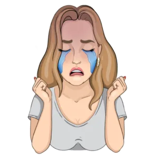 🥲 weinen, traurig, frau, emotional, tränen, cartoon whatsapp sticker