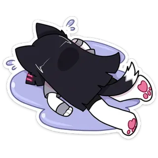 😭 gatto, carino, sdraiato, animale, cartone animato, kawaii whatsapp sticker