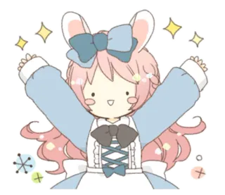 🐰 carino, coniglio, kawaii, anime, pastello, ragazza, personaggio, illustrazione telegram sticker