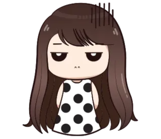 😒 desenho animado, menina, fofa, entediada, expressão, ilustração, adesivo whatsapp sticker