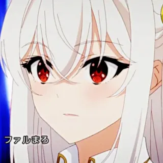 🍪 ファルまる anime girl, white hair, red eyes, character, manga telegram sticker
