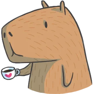 😶 capybara, coffee, animal, cute, cartoon telegram sticker