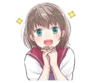 😲 anime, girl, school uniform, stars, cute, happy whatsapp sticker
