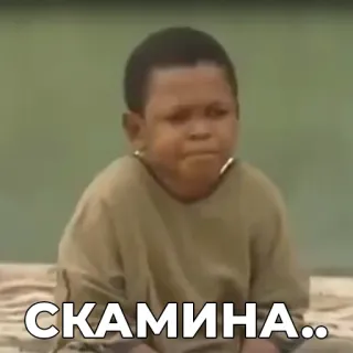 😞 СКАМИНА.. triste, mème, enfant, garçon, doute telegram sticker