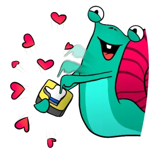 👍 snail, cartoon, hearts, like button, cute, animated telegram sticker