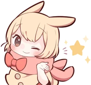 😉 애니메이션, 치비, 귀여운, 카와이, 만화, 별, 윙크 telegram sticker