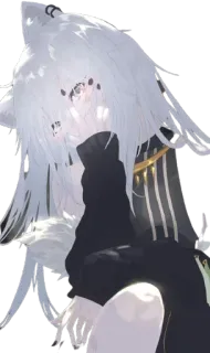 👀 Anime, Fille, Renard, Cheveux Blancs, Art Numérique, Fantaisie whatsapp sticker