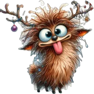 🫥 cartoon, animal, christmas, reindeer, holiday, cute, funny, whimsical telegram sticker