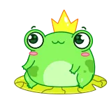 👍 лягушка, корона, мультфильм, животное, принцесса, милый telegram sticker
