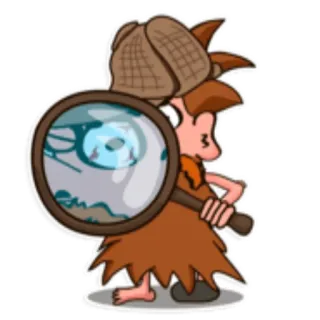 🔎 мультфильм, детектив, лупа, тайна, расследование whatsapp sticker