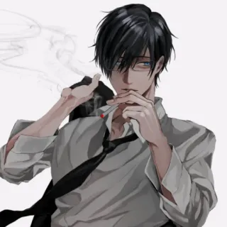 🚬 Anime, Fumar, Cigarrillo, Masculino, Gafas, Personaje, Corbata telegram sticker