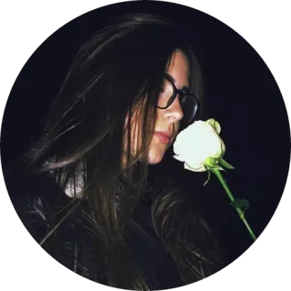 🌹 mulher, rosa, retrato, pessoa, flor, óculos, fundo preto telegram sticker