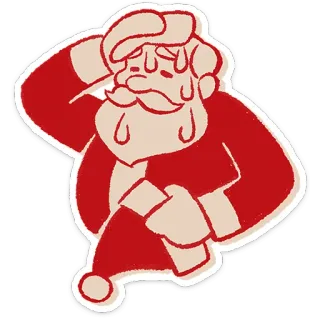 🎅 Santa Claus 圣诞老人, 圣诞节, 流汗, 卡通, 插图, 热 telegram sticker