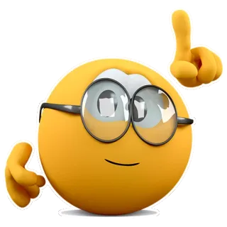 ☝ อิโมจิ, สีเหลือง, แว่นตา, ใบหน้า, 3มิติ telegram sticker