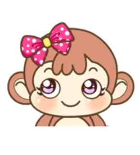 ☺️ singe, mignon, dessin animé, animal, kawaii, noeud, autocollant whatsapp sticker
