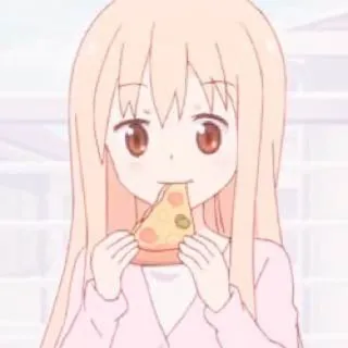 🍡 anime girl, eating pizza, kawaii, cute, food, snack, slice telegram sticker