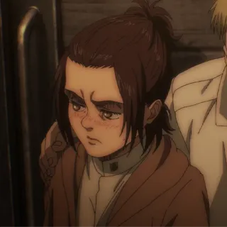 😳 Gabi Braun Attack on Titan Anime, Personagem, Gabi, Castanho, Ataque dos Titãs, Chateado, Sério telegram sticker