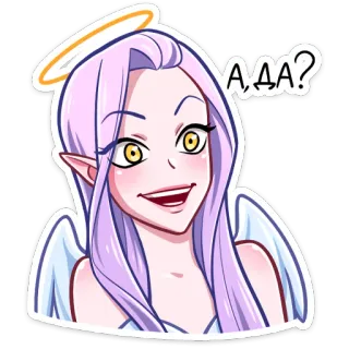 😮 А ДА? ангел, нимб, мультфильм, крылья, эльф, вопрос telegram sticker