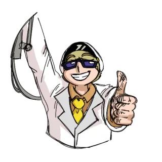 👍 polegar para cima, cientista, desenho animado telegram sticker