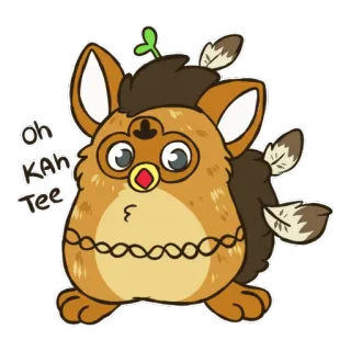 😮 Oh Kah Tee furby, cartoon, sticker, cute, animal, hybrid telegram sticker