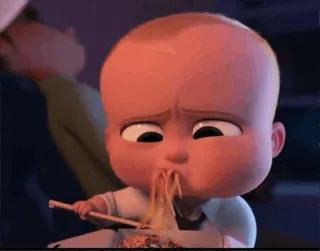 🍜 The Boss Baby hoạt hình, em bé, mì, thức ăn whatsapp sticker