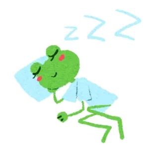 😴 rana, dormire, cartone animato, carino, animale, sogno whatsapp sticker
