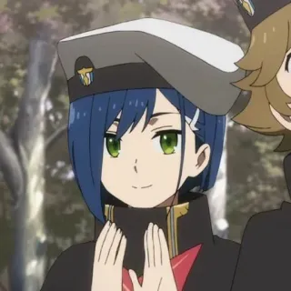 🍡 Ichigo Darling in the Franxx อนิเมะ, อิจิโกะ, darling in the franxx, ตัวละคร, เครื่องแบบ, ผมสีฟ้า telegram sticker
