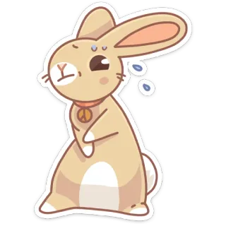 😅 rabbit, cartoon, animal, cute, sticker, peace, sweat telegram sticker
