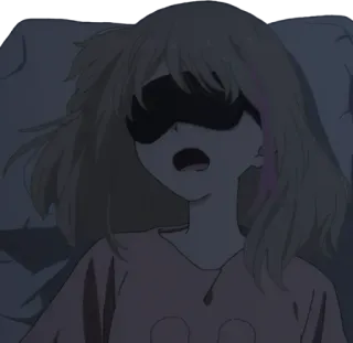 😴 Anime, schlafend, gähnend, Mädchen, Schlafmaske telegram sticker