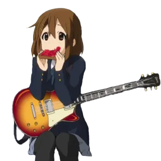 🍞 Yui Hirasawa K-On! Anime, Guitarra, Slice of Life, Música, Fofo, Garota, Lanche telegram sticker