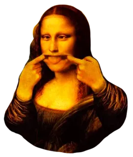 😝 Mona Lisa art, painting, funny, Mona Lisa, meme telegram sticker
