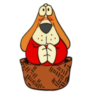 🙏 dessin animé, chien, panier, mignon, personnage telegram sticker