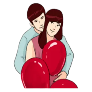 🎈 casal, amor, romance, balões, relacionamento, afeição, desenho animado telegram sticker