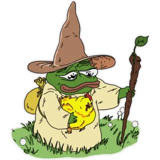 🧙‍♀️ Pepe the Frog Pepe, kikker, tovenaar, kip, meme telegram sticker