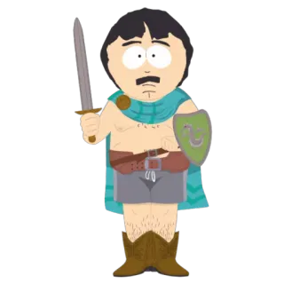 🗡 Randy Marsh South Park แรนดี้ มาร์ช, เซาท์พาร์ค, การ์ตูน, ตัวละคร, ดาบ, โล่ telegram sticker