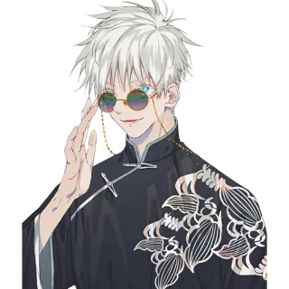 🧐 Gojo Satoru Jujutsu Kaisen อนิเมะ, แว่นตา, ผมขาว, โกโจ, มหาเวทย์ผนึกมาร, ซาโตรุ telegram sticker