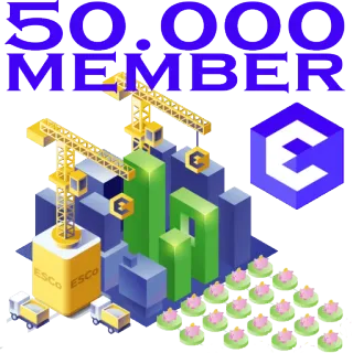 🎉 50,000 MEMBER construction, cranes, ESCO, city, member, group telegram sticker