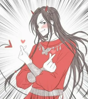 🥢 anime, cartoon, love, heart, devil, red, cute telegram sticker