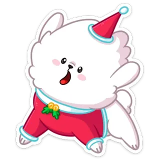 😳 собака, рождество, праздник, мультфильм, милый, зима, вечеринка whatsapp sticker
