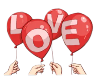 🎈 LOVE amor, balões, vermelho, mãos, mensagem, relacionamento telegram sticker