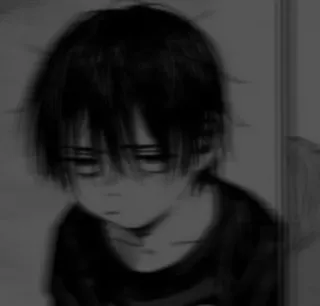 🖤 Anime, Manga, Emo, Smutny, Chłopak, Czarno-białe telegram sticker
