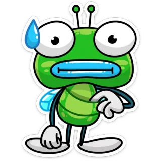 😰 serangga, serangga, hijau, kartun, gugup, tetes keringat whatsapp sticker