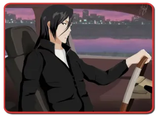 🚘 Anime, Masculino, Carro, Dirigindo, Noite, Paisagem urbana whatsapp sticker