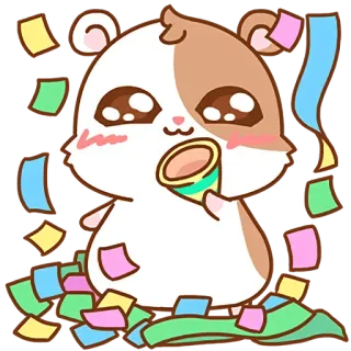 🎊 criceto, festa, coriandoli, celebrazione, carino, animale, cartoni animati telegram sticker