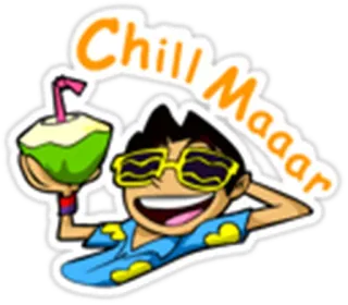 🤑 Chill Maar tranquillo, relax, cocco, occhiali, cartoni animati telegram sticker