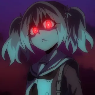 😠 Anime, Chica, Espeluznante, Terrorífico, Ojos rojos telegram sticker
