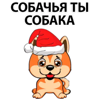 🐶 СОБАЧЬЯ ТЫ СОБАКА dog, christmas, santa hat, cartoon dog, slur, offensive telegram sticker